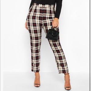 Plus Woven Check Tapered Trousers